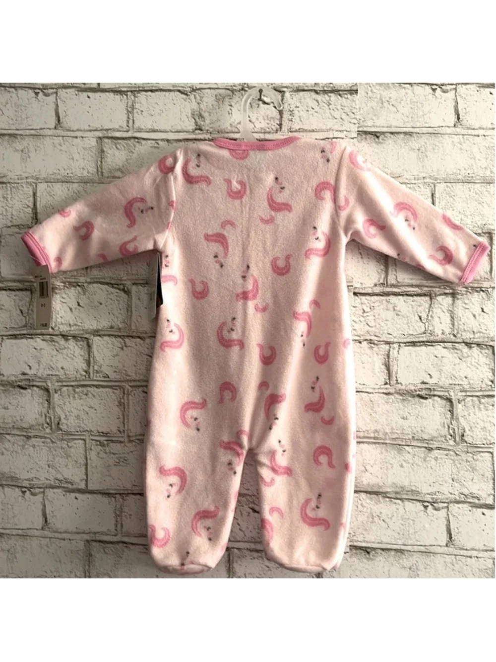 NWT Baby Unicorn Zip Up Fleece Coverall size 0-3 months Pink body suit Bon Bebe